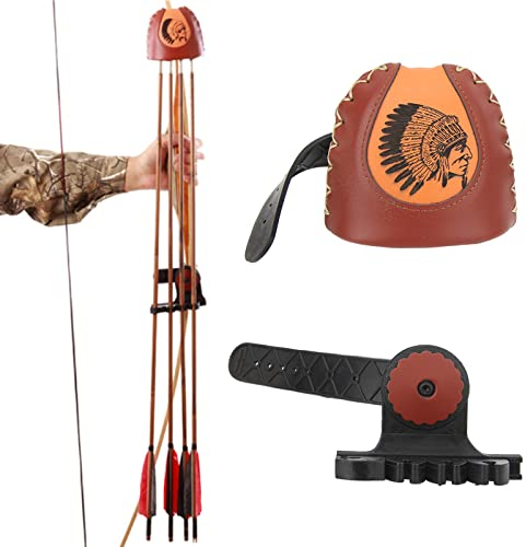 ZLXHDL Pfeilköcher für Recurve- & amerikanische Jagdbögen, Schnellverschluss-Köcher für 4 Pfeile, Tragbarer PU-Kunstlederköcher in Braun, Zubehör für Outdoor-Bogenschießen