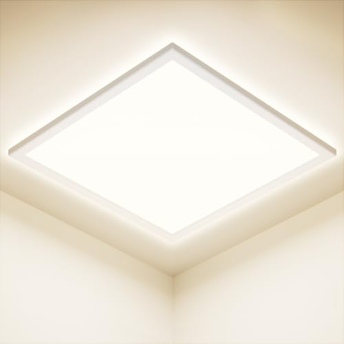 Deckenleuchte LED, Deckenlampe Wohnzimmer 4000K-24W-2800LM, IP44 Wasserfest Modern Schlicht Ultra dünn Lampe für Schlafzimmer, Bad, Flur, Balkon, Küche, Keller - 30cm, Quadrat