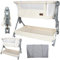 Twinly – Beistellbett Baby Comfortly mit Rollen | Klappbar & Höhenverstellbar (5 Stufen), Atmungsaktiv ab 0+ Monate bis 9 kg, inkl. Matratze, Laken & Tasche – Ohne Montage (Beige)
