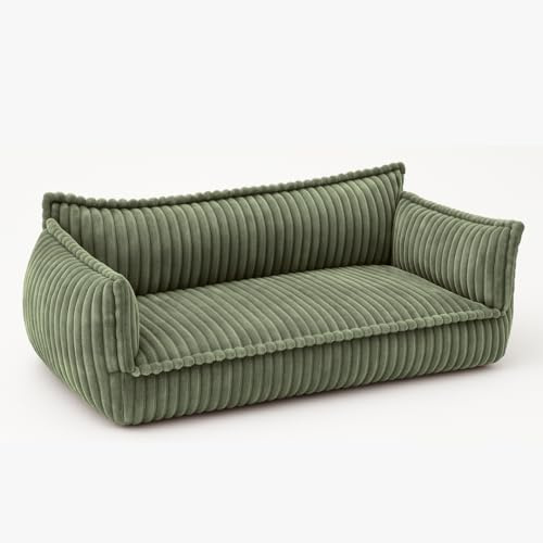 chilly pilley® Kinder Sofa aus weichem Cord – Bequeme Kindercouch mit abnehmbaren, waschbaren Bezügen – Erhältlich in vielen Farben, ideal zum Spielen, Lesen und Entspannen (Olivgrün)