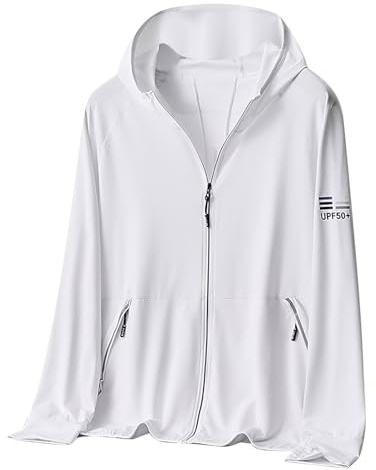 HAOLEI Chaqueta Deportiva Hombre Talla Grande Sudadera de Verano Protección Solar de Cremallera Completa con Capucha Ligero y Transpirable Top de Pesca Al Aire Libre con Bolsillos Ropa Funcional