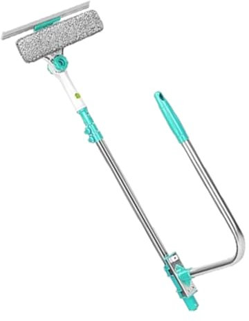 Clean Grip Wand - Limpiador de vidrio de microfibra, herramienta multiusos para ventanas, escobilla compacta con mango que ahorra espacio para baño, ducha, espejo, puerta de coche, limpieza de