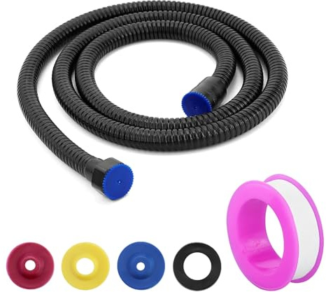 1.5m Ganzmetall-Brauseschlauch mit Wassersparendes Dichtungspaket und PTFE-Band,G1/2 Zoll Schnittstelle Verdrehschutz Universal Duschschlauch,Universal Brauseschlauch