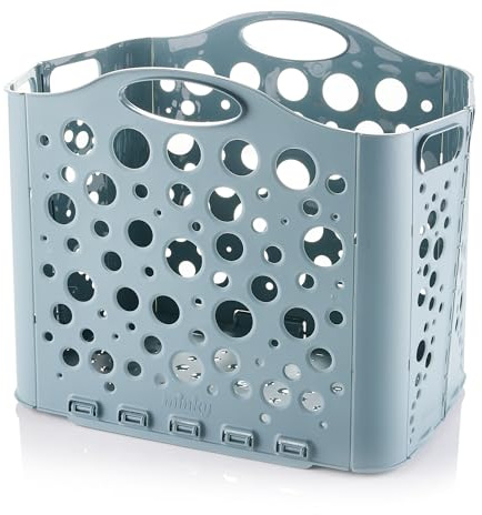 Minky Flat Store Laundry Basket, Compact & Foldable, 34L Collapsible Laundry Hamper, Space-Saving Washing Basket with Handles, Fold Flat Design for Easy Storage (Olivine)