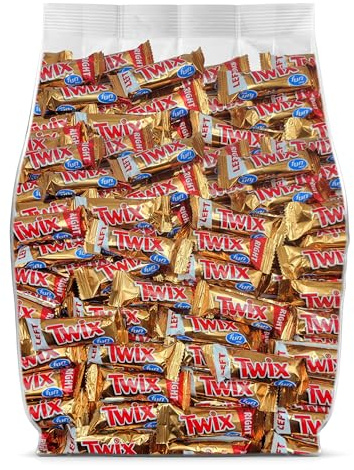 TwixCandy Bars Bulk Fun Size Candy - 50 Individually Wrapped Chocolate Candy Snack Size Bars - Caramel & Milk Chocolate Cookie Bars - Bulk Chocolate for Snacking, Sharing and Parties - Bulk Candy Pack - 2 Pounds