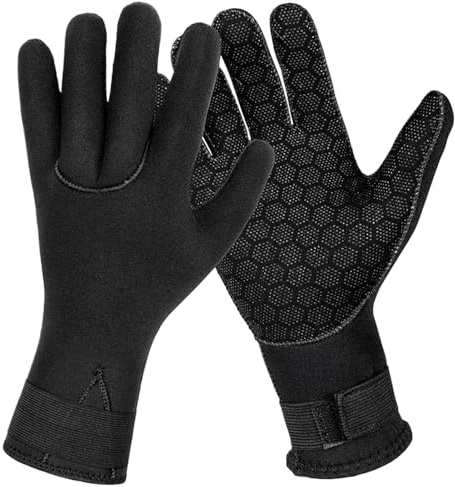LearnLyrics Guantes De Neopreno | Guantes Antideslizantes Ajustables Multiusos Térmicos De 3mm para Snorkel | de Buceo para Deportes Acuáticos - para Remo, Kayak, Submarina, Natación, Vela