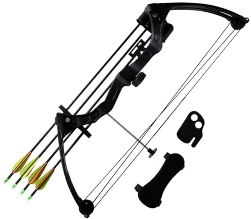 Kaloriko Arc à poulies pour Jeunes Accessoires et flèches en Aluminium avec stabilisateur, viseur, Corde réglable, kit d'initiation pour tir de précision et Loisir en extérieur