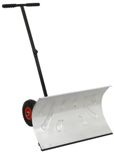 LoogCape Pala quitanieves ajustable de metal galvanizado con ruedas, 74 x 46 cm, ruedas llenas de aire, ideal para patio, entrada, terraza y servicio de invierno en condiciones de nieve y heladas