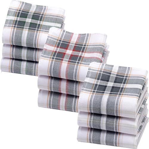 Merrysquare 9 Fazzoletto di Stoffa per Uomo - 100% Cotone - Bianco e Grigio - 36x36 cm - Modello Lukas