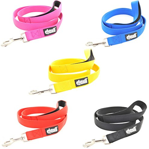 Dexil Elite Range Luxury Padded Handle Strong 1.2m 4ft Pet Dog Lead Leash (Flash Red, 120cm/4ft x 25mm)