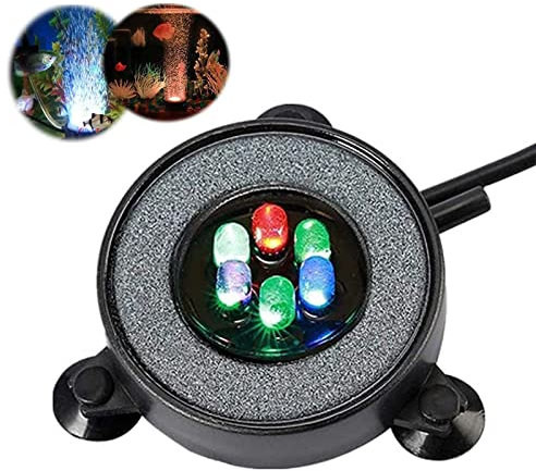Supmaker Aquarium Air Stone Fish Tank Light, Multi-Colored Air Bubble Disk for Fish