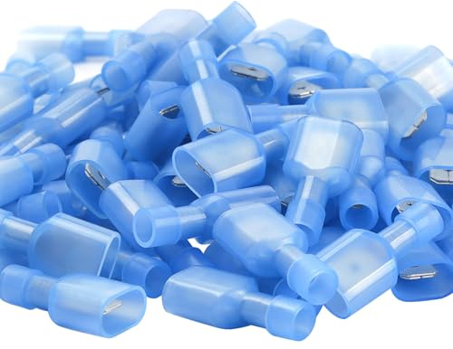 Blue Male Spade Connector 16-14 AWG/Gauge Disconnect Crimp Terminals