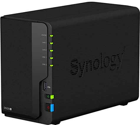 Synology DS220+ 16 TB 2 Bay Desktop NAS Solution, installata con 2 unità IronWolf Seagate da 8 TB