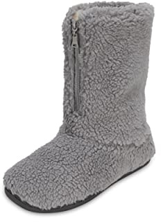 Polar Men’s Memory Foam Slipper Boots - Fleece-Lined Indoor Outdoor House Shoes - Non-Slip Sole & Funny Quote Outsole Detail - Warm Winter Sherpa Bootie Style - Dark Grey - UK 10
