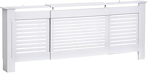 HOMCOM Cache-radiateur Design Contemporain Longueur Extensible 139-208,5 x 20,5 x 82,5 cm MDF Blanc
