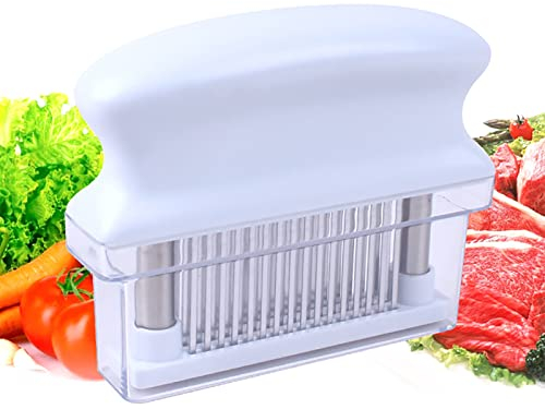 LIZEALUCKY Ago per Inteneritore di Carne, Inteneritore di Carne a 48 Lame Affilate, Inteneritore di Carne per Utensili da Cucina Professionale di Grado Commerciale per Pollo Bistecca di Manzo(Bianco)