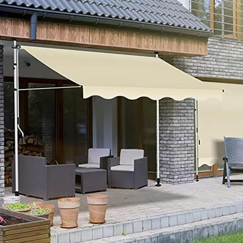 Klemm markise für Balkon, einziehbare Markise, mit Handkurbel, ohne Bohren, Sonnenschutz und Wasserdicht, UV-beständig und höhen verstellbar-H||4M