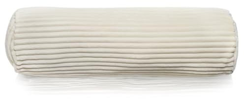 Como Dekokissen Kissenrolle Cordoptik Creme 22 x 70 cm, Polyesterfüllung, Bezug abnehmbar inkl. Innenkissen, Sofakissen Nackenstütze für Wohnzimmer Schlafzimmer