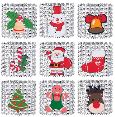 Yesaler Weihnachten Serviettenringe Xmas Serviettenhalter Ringe Serviettenring Schnallen für Weihnachts Partei Tabellen Dekoration 18 Stück (Silber)
