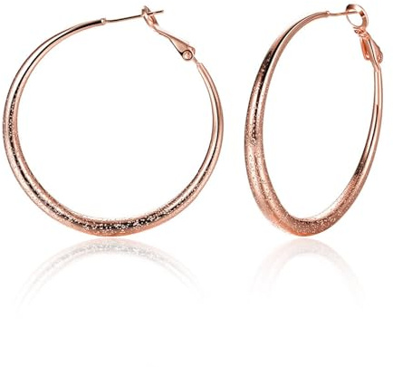 KnSam Orecchini da donna in oro rosa 18 carati, orecchini a cerchio opachi, stile Liberty Au750, oro rosa