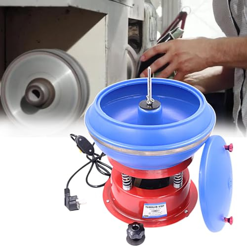 Grinding Rock Polishing Drum Machine, Tumbler Vibrating Polishing Machine, 3.5L (Both Dry and Wet), Can Be Used for Fine and Rough Polishing, 8-inch Polisher,A