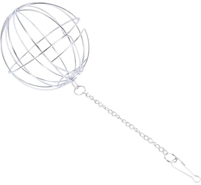 ARTSEWPLY Silver Hanging Pet Grass Holder Ball with Door Small Animal Feeder for Rabbits Hamsters Guinea Pigs Chinchillas Cage-mounted Grass Rack for Exercise and Feeding