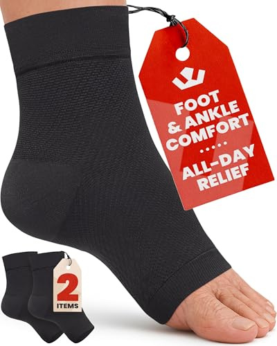 KEMFORD Ankle Support Compression Sleeve – Plantar Fasciitis & Achilles Tendonitis Relief Stockings for Foot Pain & Swelling – 1 Pair
