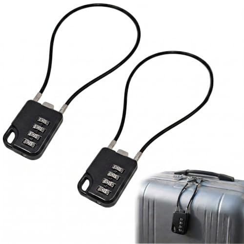 2 PCS Cadenas Code 4 Chiffres avec Câble 30 cm Petit Cadenas à Combinaison | Cadenas à Câble de Valise Ø 3 mm,pour Casier Valise Boîte à Outils Ski Casque Moto Cadenas de Valise Chaîne et Cadenas