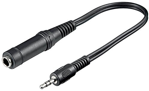 Goobay 50470 hörlursadapter, 3,5 mm hane till 6,35 mm hona, svart, 0,2 m kabellängd