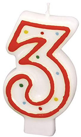 Amscan 550283 - Zahlenkerze 3, Höhe 7,3 cm, Kuchendekoration