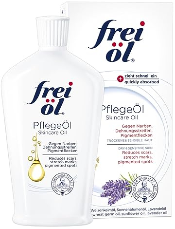 frei öl PflegeÖl, Hautpflege-Spezialist gegen Narben, Dehnungsstreifen und Pigmentflecken, Körperöl, Mikrobiom-freundlich und vegan, 200 ml