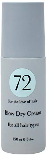 72 Hair Vegan Blow Dry Cream, Leave in Heat Protector & Anti Frizz Lotion, Cruelty Free, 150ml