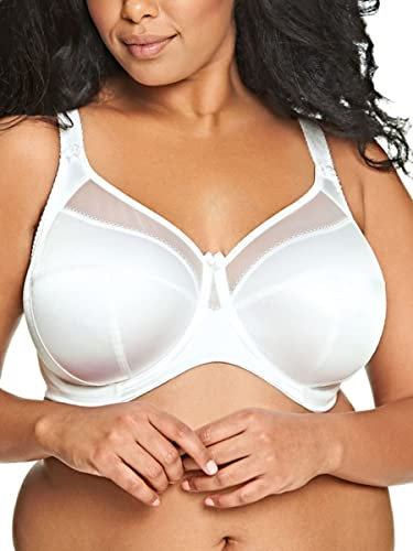 GODDESS Women's Keira Underwire Banded Bra Full Coverage, Sheer inches, White, 38GG