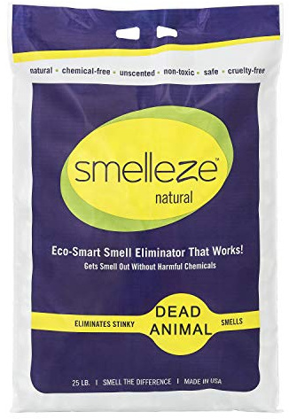 SMELLEZE Dead Animal Odor Eliminator for Strong Odor Removal - Eliminate Dead Rodent & Wildlife Smell - Safe Indoor & Outdoor Use, Natural Odor Remover, Fresh & Effective - Granules, 25 lbs.