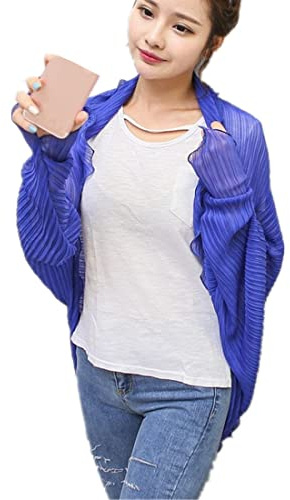 Châles Femme été Mousseline de Soie Écharpe de Plage Anti-UV Boléro Longue Plissé Foulard Respirant Étole Léger Veste de Sport Cardigan Douce Gilet pour Voyage Conduire Cadeau