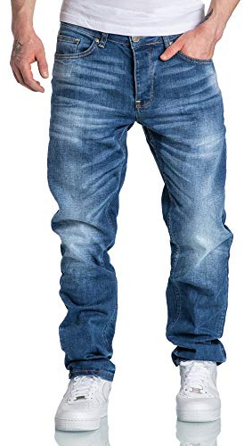 Amaci&Sons Herren Jeans Regular Straight Fit Denim Hose Destroyed 7984 Hellblau W31/L30
