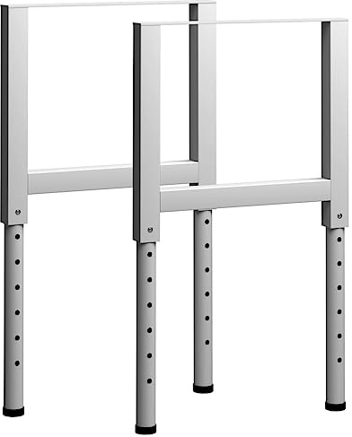 vidaXL 2x Estructura de Banco de Trabajo Soporte Duradero Altura Ajustable Mesa Taller Garaje Herramienta Metal 55x(69-95,5) cm Gris