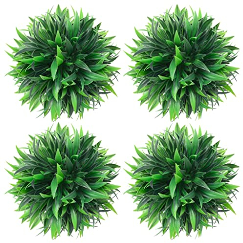 vidaXL 4X Buchsbaumkugel Künstlich Dekopflanze Buchskugel Kunstpflanze Buchsbaumkugeln Kunstbaum Zimmerpflanze Grünpflanze Deko 15cm