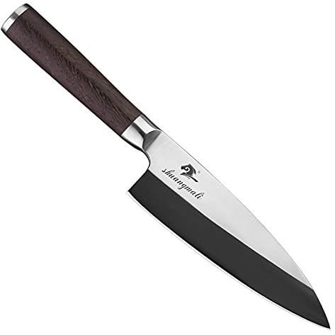 Sashimi Saumon Couteau de filetage Set 1.4116 En acier inoxydable Chef de Sushi Couteaux de saumon Cleaver Couteau de coupe Cleaver couteau (Color : 8 Inch Deba Knife)