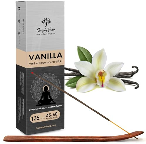 Bastoncini di incenso al gelsomino vedico Simply 250 grammi (circa 135 bastoncini di incenso premium + supporto) | Durano 60 minuti, ideali per preghiere e aromaterapia