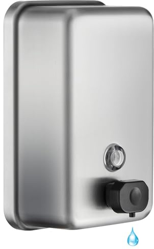 Commercial Wall Mount Soap Dispenser - Stainless Steel Bathroom Hand Soap 38.8oz Liquid - Anti-Leak Pump and Large Capacity Brushed Refillable