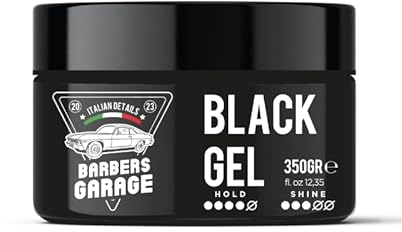 Barbers Garage Bart- und Haargel gegen weiße und graue Haare (350g) - Italian Details - Black Gel - natürliche Reflexe, Geschmeidigkeit und Glanz.