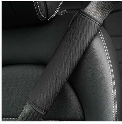 CGEAMDY 2 Piezas Almohadillas Protectoras Para Cinturón De Seguridad, Protegen Hombro Cuello Cómodas Almohadilla Para Cinturón, Almohadillas Protectores De Coche De Cuero, Para Viajar(Negro)