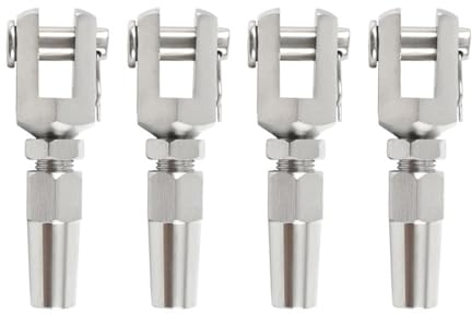 WEbjay Drehseilklemmen 4PCS 6mm Drahtseil 316 Edelstahl Swageless Gabel-/Backen-Terminal-Kabelgeländer DIY-Montage Schnelle Installation Marinequalität DrahtseilhüLsen