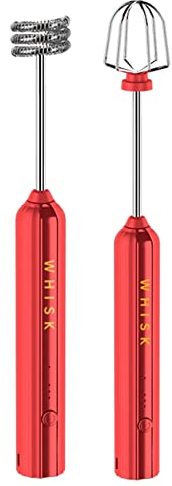 iFutniew Frusta elettrica ricaricabile USB Frusta per uova Frullatore portatile per caffè frullatore per latte domestico miscelatore montalatte schiumatore rosso