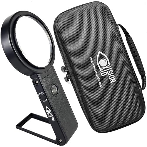 Loupe Mains Libres 30x avec 36 lumières LED Rechargeable par USB, étui de Rangement, loupe 40x avec Support pour Lire des pièces de Monnaie Basse Vision