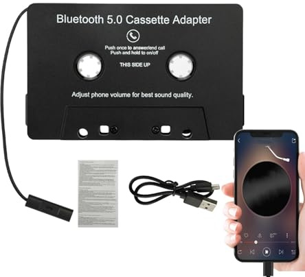 Cassette Blue Tooth 5.0, Adaptateur de Cassette Audio,Cassette Dent Bleue 5.0 | Adaptateur Audio à Bande - Cassette d'appel Mains Libres pour écouter de la Musique Mobile et la Voix de la Voiture