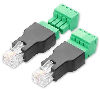 YAODHAOD Adattatore RJ11, 2 pezzi, RJ11, 6P4C, spina a 4 pin, connettore Ethernet, video/audio, adattatore principale per modem