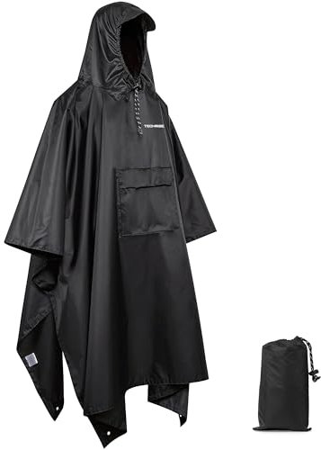 TechRise Wasserdichter Regenponcho, Leichter Atmungsaktive Regenjacken, Unisex EVA Regencape mit Kapuze, Multifunktionale Wiederverwendbarer Regenmantel für Wandern, Camping, Angeln, Fahrrad