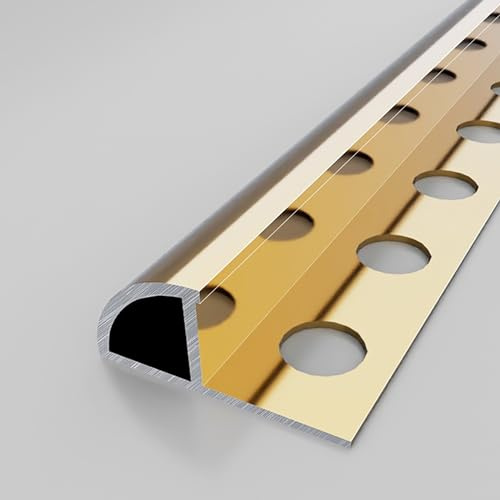 Raouoae Perfil De Esquina De Aluminio Para Baldosa Cerámica, Perfil De Escalón De 125CM Para Pisos, Riel De Baldosa, Tira De Extremo De Cerámica, 2 Piezas(Gold,8mm)